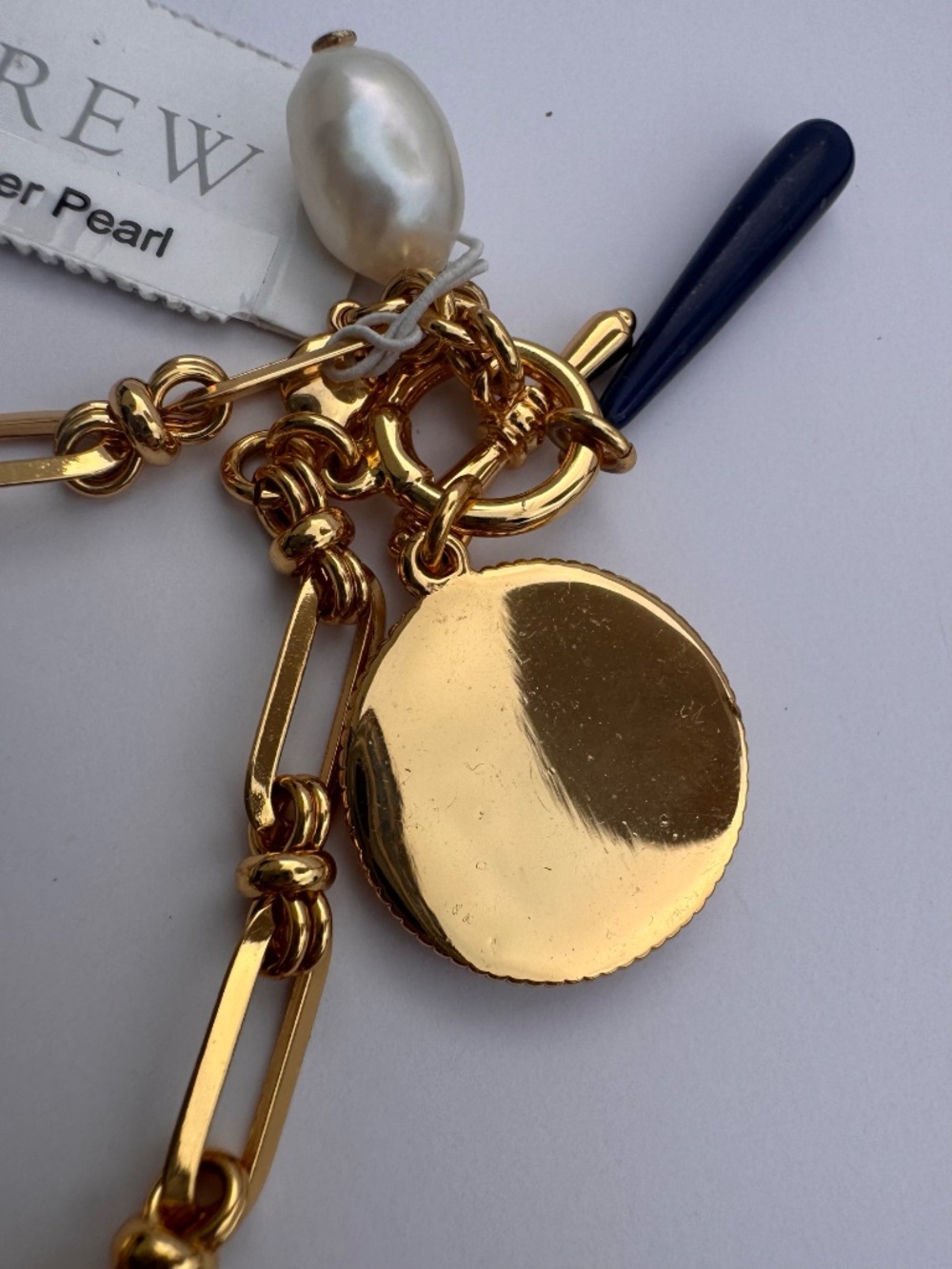 J.Crew Gold Lobster Charm Freshwater Pearl Bracelet NWT - Picture 3 of 7